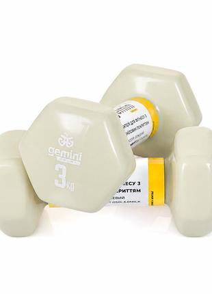 Гантели для фитнеса gemini sport с виниловым покрытием 2×3 кг gsd-3.0milk