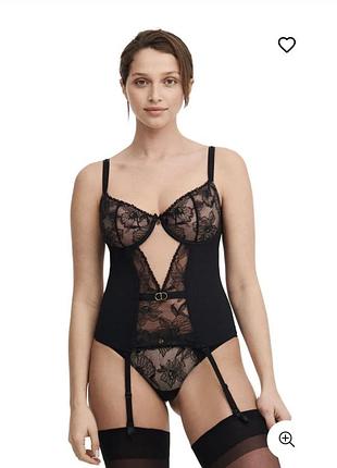 Корсет chantelle 75d m  еротичний сексуальний чорний мереживний круживний