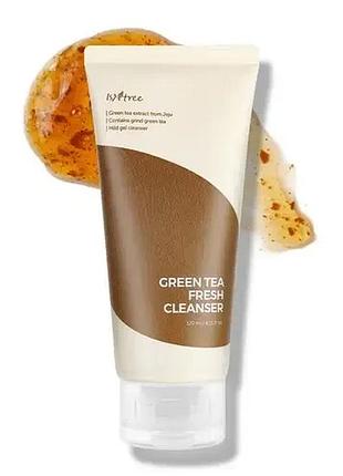Гель-пінка для вмивання від жирності шкіри isntree green tea fresh cleanser