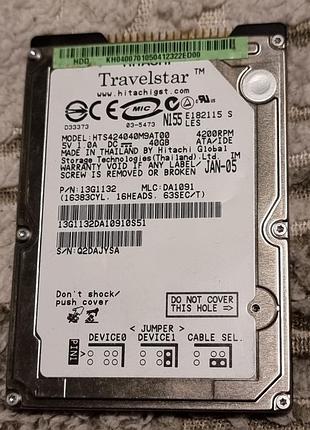99% ide hdd 2.5 40 гб hitachi 4200 22.6/23.4 жорсткий диск hts4240m9at00 хітачі ata pata