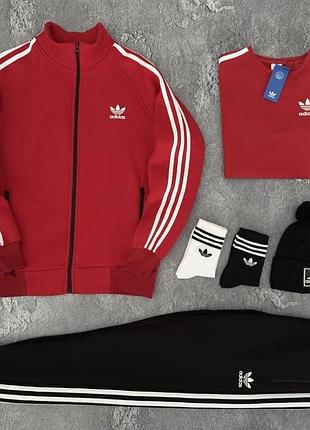 Спортивний костюм adidas зимовий чоловічий +шапка +футболка +шкарпетки = комплект зимовий