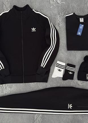Спортивний костюм adidas зимовий чоловічий +шапка +футболка +шкарпетки = комплект зимовий