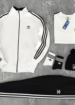 Спортивний костюм adidas зимовий чоловічий +шапка +футболка +шкарпетки = комплект зимовий