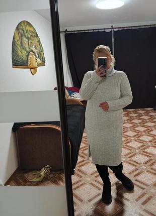 Платье свитер платье вязаное теплое платье платьте светлое женское.