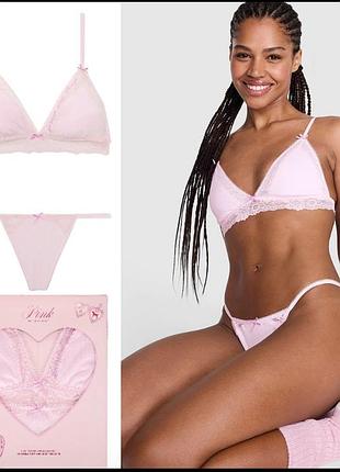 Комплект жіночої нижньої білизни victoria's secret рожевий, розмір с