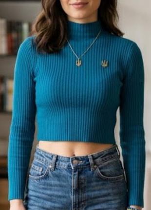 Стильный укороченный гольф ( кроп водолазка), zara, m
