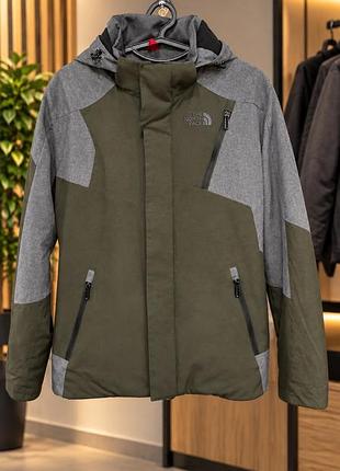 Куртка чоловіча the north face сіро-зелена, розмір м,поліестер +котон