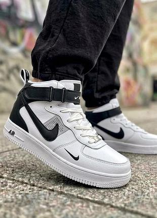 Чоловічі кросівки nike air force 1 utility white/black хутро зима