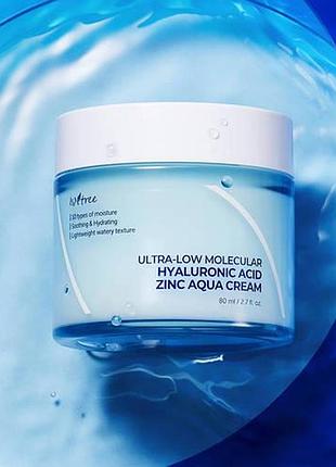 Ультра-увлажняющий, легкий гиалуроновый крем isntree ultra-low molecular hyaluronic acid zinc aqua cream - легкий крем с