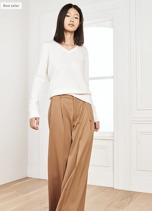 Базовий кашеміровий светр quince mongolian cashmere v-neck sweater (100% монгольський кашемір), xs / ivory