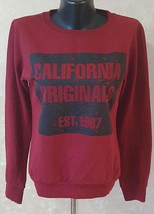 Бордовий жіночий світшот kafkame з принтом california / кофта трьохнитка розмір l