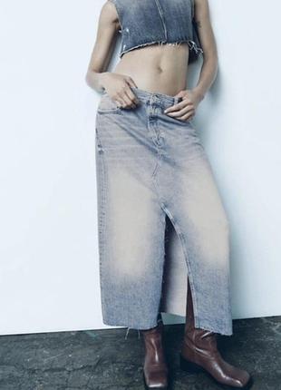 Длинная джинсовая юбка zara