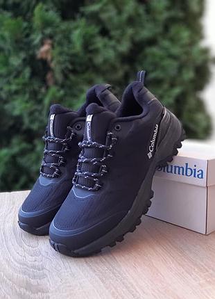 Мужские качественные и стильные кроссовки columbia gore-tex черные с белым❄️