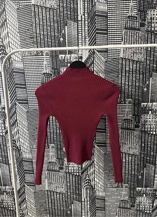 Жіночій гольф в рубчик zara водолазка бордового кольору зара