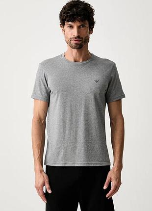 Urbanshop com ua emporio armani underwearфутболка lounge чоловіча бавовняна з еластаном 2 шт. сіра em000391 af25017 розміри