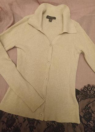 Молочний кардиган в рубчик qed london / кардиган на ґудзиках (s/m)