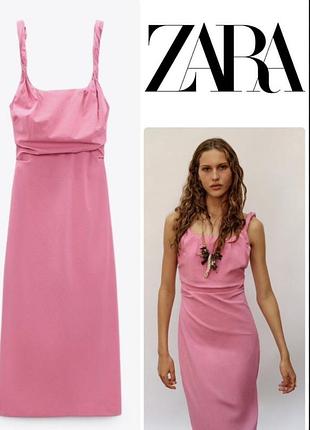 Zara, плаття, платье, сукня, міді, натуральна