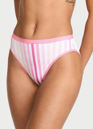 Женские трусики victoria's secret stretch cotton high-leg brief xxl розовые в полоску (217658875625)