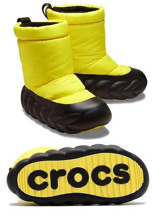 Дутики жіночі crocs overpuff boot cyber yellow