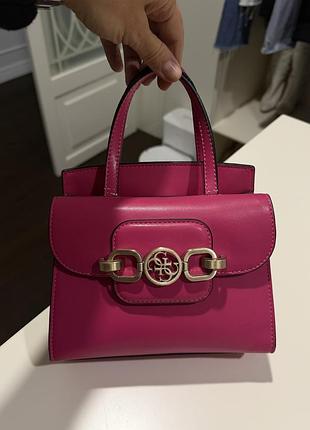 Сумка жіноча guess hensely mini satchel рожева