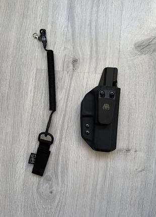 Ata gear кобура внутрішня до глока та страхувальний шнур, чорний