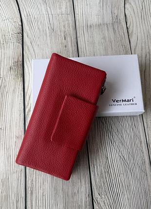 Женский большой красный кожаный кошелек vermari