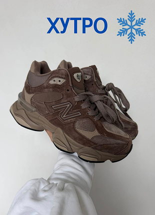 Зимові кросівки new balance 9060 high mushroom / brown beige fur winter fur ❄️