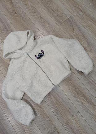 Теплая плюшевая худи-кофта h&amp;m disney stitch/стечь на молнии с капюшоном