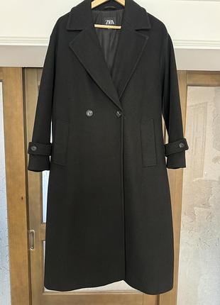 Пальто zara жіноче, чорне, класичного крою