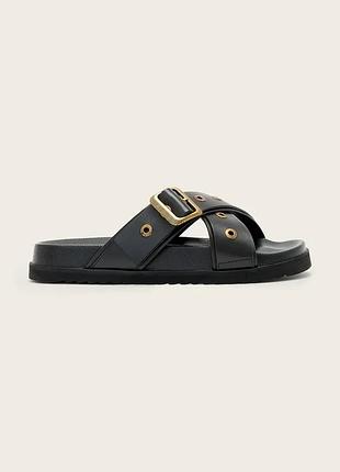 Urbanshop com ua allsaintsшльопанці на пласкому підборі шкіряні suki western sandal чорні w042fe розміри запитуйте