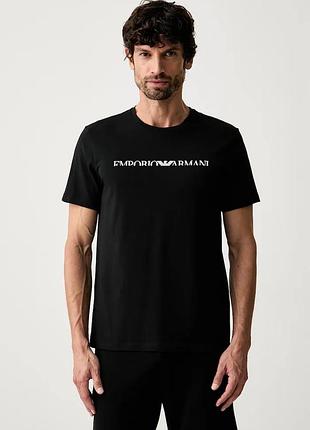 Urbanshop com ua emporio armani underwearфутболка lounge чоловіча бавовняна з еластаном чорна em000377.af25030 розміри запитуйте