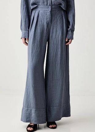Urbanshop com ua vicoloштаны-палаццо женские льняные голубые high waist tab0655 размеры запитуйте