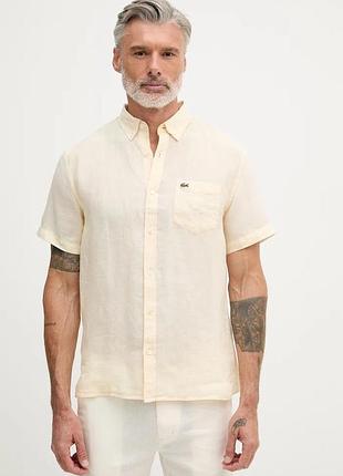 Urbanshop com ua lacosteсорочка чоловіча лляна бежева однотонна ch5699 розміри запитуйте