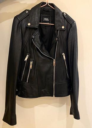 Натуральна шкіряна куртка zara