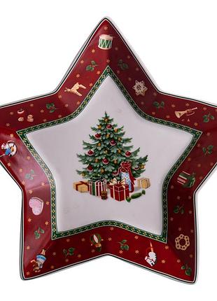 Блюдо сервірувальне новорічне christmas 25.5см для закусок yiwu hp-sdhk-19