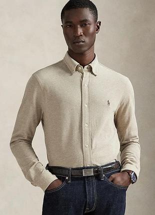 Urbanshop com ua polo ralph laurenсорочка мужская хлопковая бежевая однотонная 710654408 размеры запитуйте