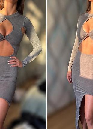 Жіноча сукня bershka сіра з еластичного матеріалу xs-s
