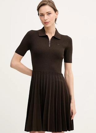 Urbanshop com ua lacosteплиссированное платье вискозное коричневое однотонное ef5803 размеры запитуйте