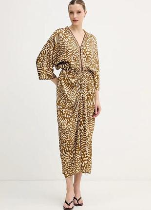 Urbanshop com ua lola casademunt расклешенное платье вискозное коричневое с анималистичным мотивом ls2616031 размеры запитуйте