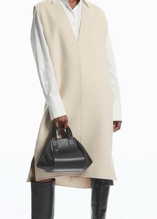 Вовняна сукня-жилет cos oversized v-neck wool dress міді (преміум)
