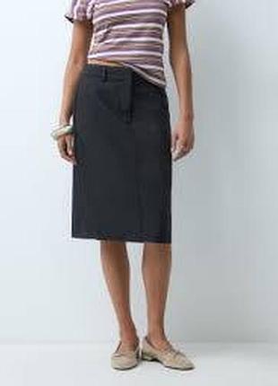 Хлопковая прямая юбка на резинке/ 46/