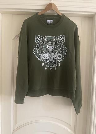 Світшот жіночий kenzo хакі з тигром