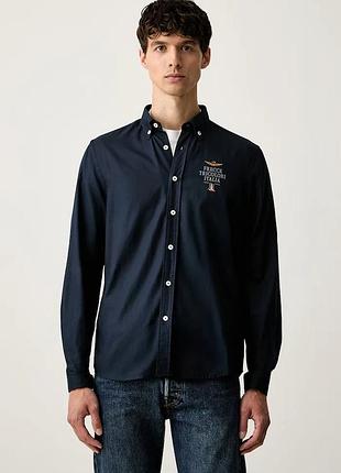 Urbanshop com ua aeronautica militareсорочка "оксфорд" жіноча бавовняна темно-синя однотонна ca1334uct04409 розміри запитуйте