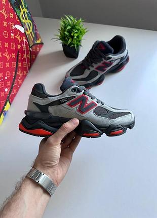 New balance 9060 grey black red/нью беленс 9060 сірі з чорним та червоним 36 37 38 39 40 41