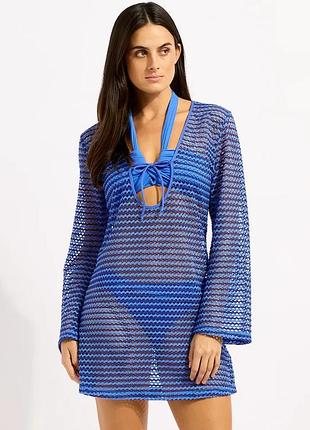 Urbanshop com ua seafollyпляжное платье женская mesh effect cover up голубое 55190-cu размеры запитуйте