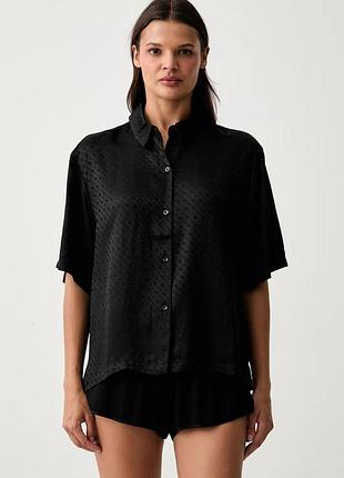Urbanshop com ua bossпіжамна сорочка жіноча віскозна b monogram_top чорна 50561023 розміри запитуйте