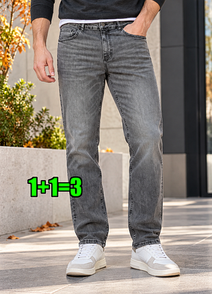 🤩1+1=3 фирменные серые прямые мужские джинсы george, размер 48 - 50