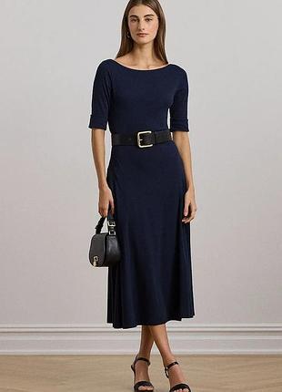 Urbanshop com ua lauren ralph lauren расклешенное платье с хлопком темно-синее однотонное 200973599 размеры запитуйте