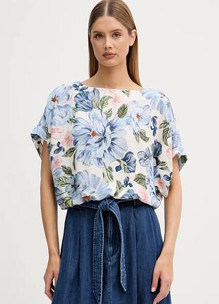 Urbanshop com ua ouiблузка женская с льном голубая с цветами 97238 размеры запитуйте