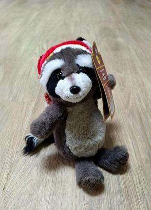 Мягкая игрушка енот в новогодней шапочке lidl magical christmas cuddly raccoon, 30 см